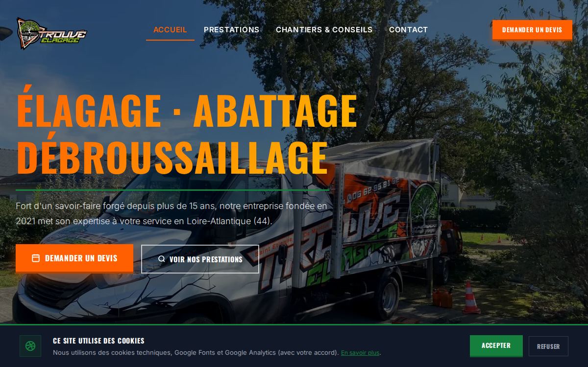 Site réalisé par Oweb Studio pour Trouve Élagage